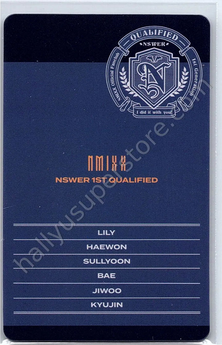 NMIXX - Sullyoon - NSWER 1st Generation - Qualified fanclub id card photocard set