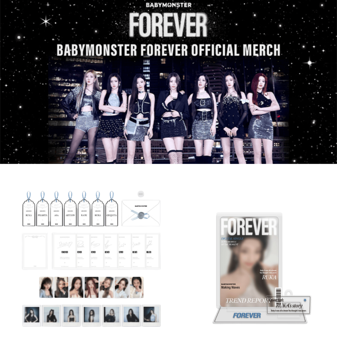 BABYMONSTER - "FOREVER" Official MD (Photocard Packge, Acrylic Stand) - HALLYUSUPERSTORE