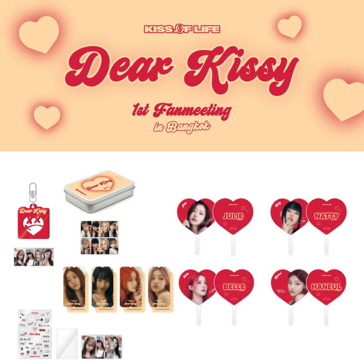 Kiss Of Life - 1st FanMeeting [Dear Kissy in Bangkok] Official MD (Tin Case Photocard Set, Special Ticket, Photocard Deco Sticker, Acrylic Keyring) - HALLYUSUPERSTORE