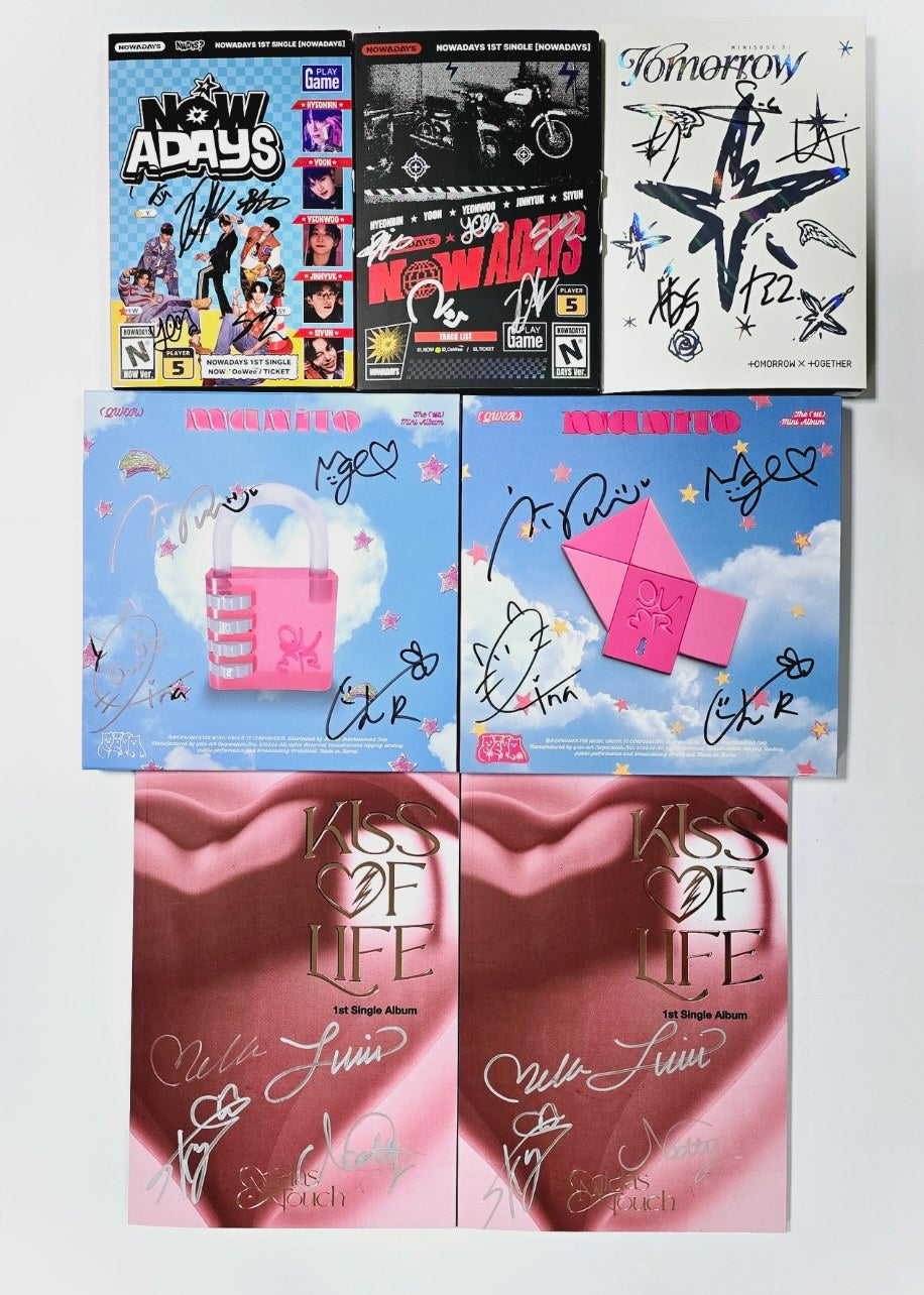TXT "minisode 3: TOMORROW", KISS OF LIFE "Midas Touch", QWER "MANITO ", NOWADAYS "NOWADAYS" - Hand Autographed(Signed) Promo Album [24.4.5] - HALLYUSUPERSTORE