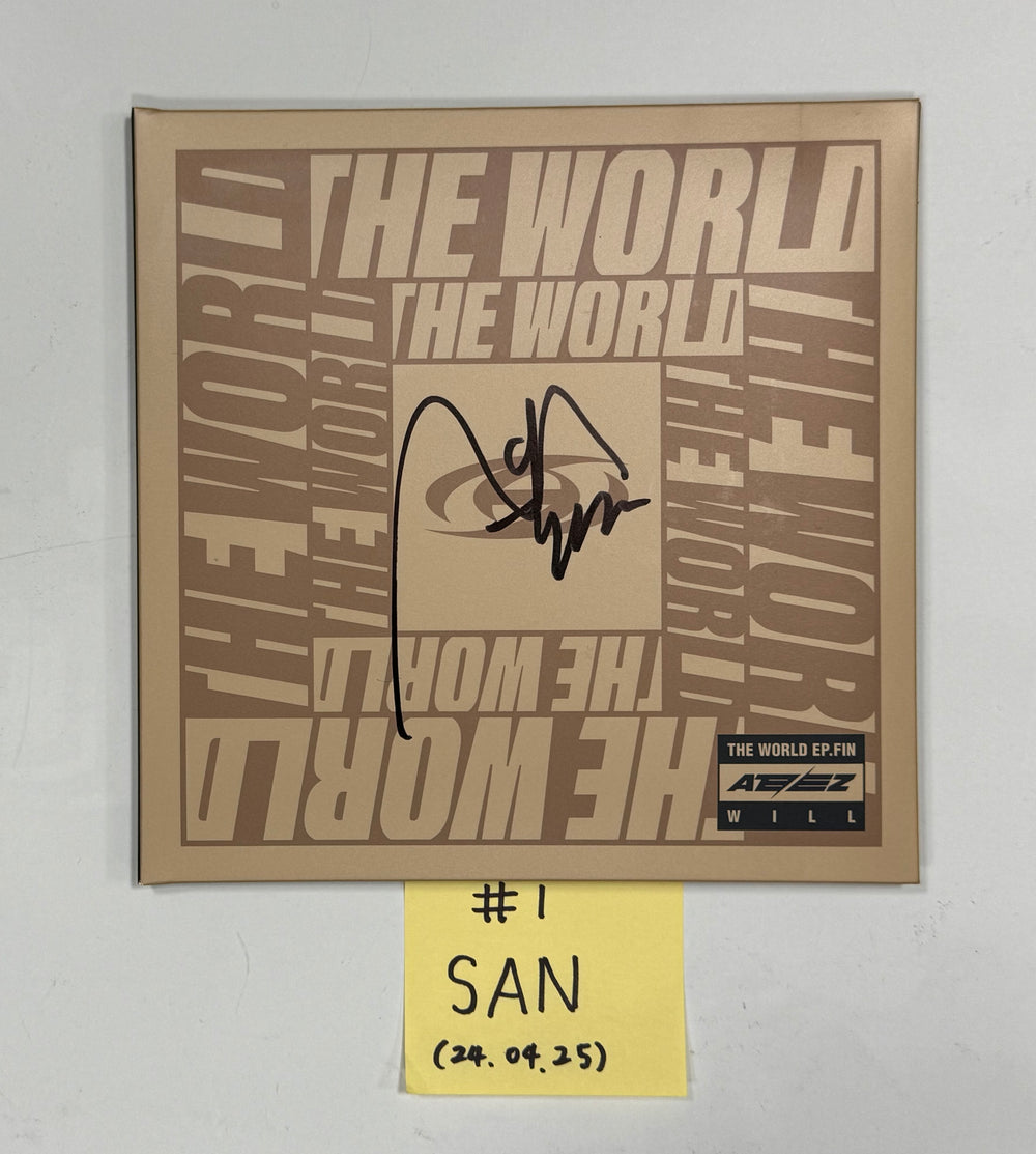 San (Of Ateez) "The World Ep.Fin : Will" - Hand Autographed(Signed) Album [24.4.25] - HALLYUSUPERSTORE