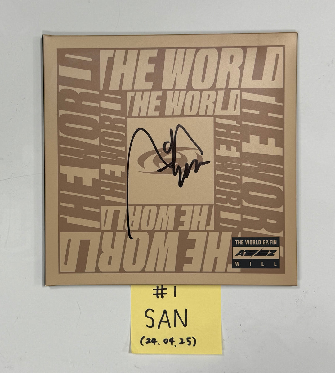 San (Of Ateez) "The World Ep.Fin : Will" - Hand Autographed(Signed) Album [24.4.25] - HALLYUSUPERSTORE