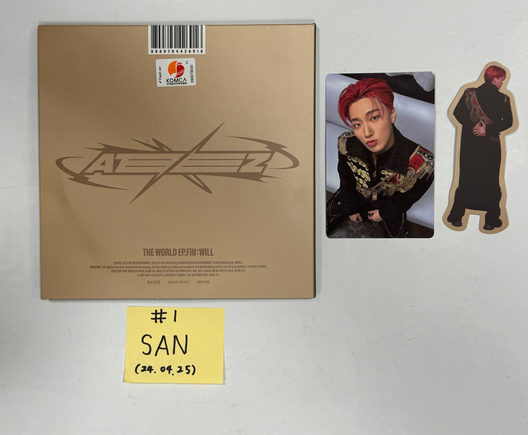 San (Of Ateez) "The World Ep.Fin : Will" - Hand Autographed(Signed) Album [24.4.25] - HALLYUSUPERSTORE