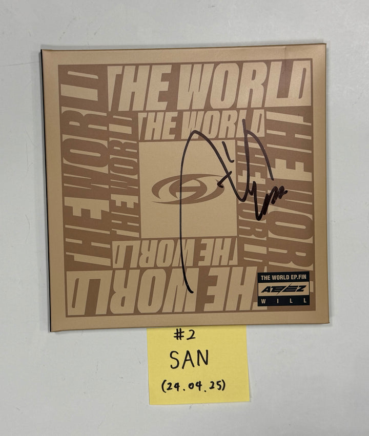 San (Of Ateez) "The World Ep.Fin : Will" - Hand Autographed(Signed) Album [24.4.25] - HALLYUSUPERSTORE