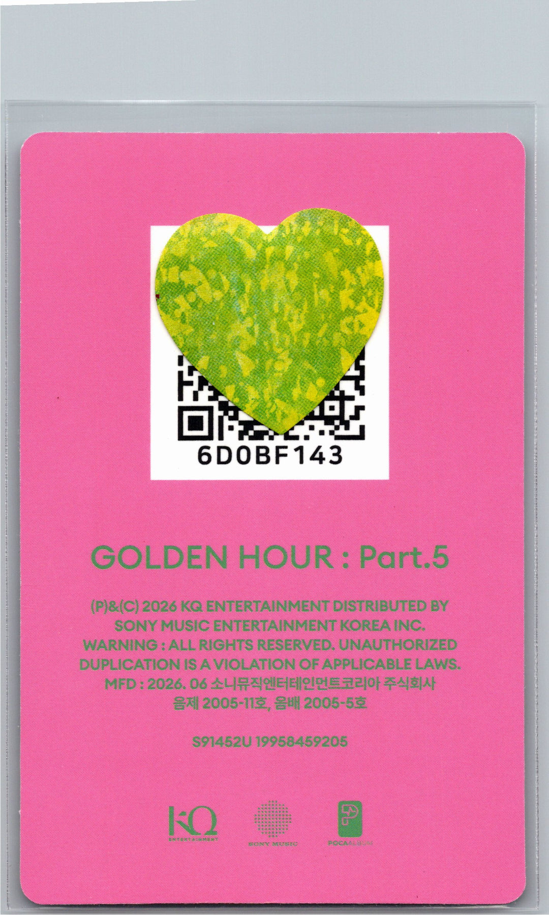 ATEEZ "GOLDEN HOUR : Part.5" - Official Photocard (POCAALBUM ver.)(A ver.) [26.06.26]