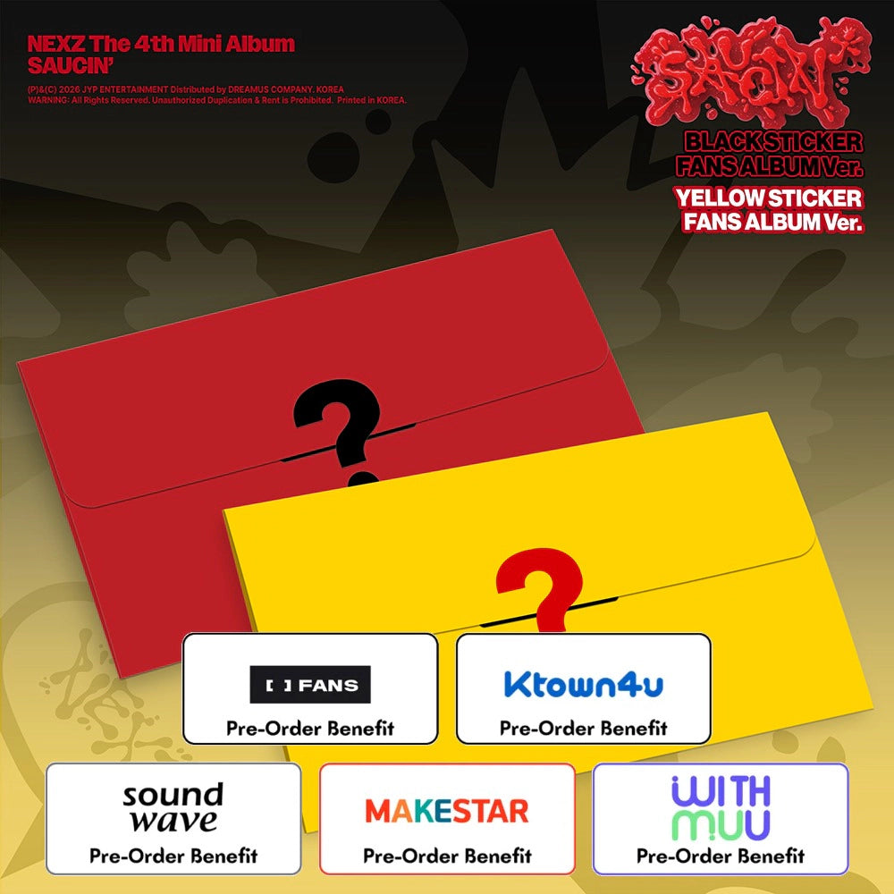 [Pre-Order] NEXZ - 4th Mini Album [SAUCIN] (STICKER FANS ALBUM Ver.) + Pre-Order Benefit (Choose Version)