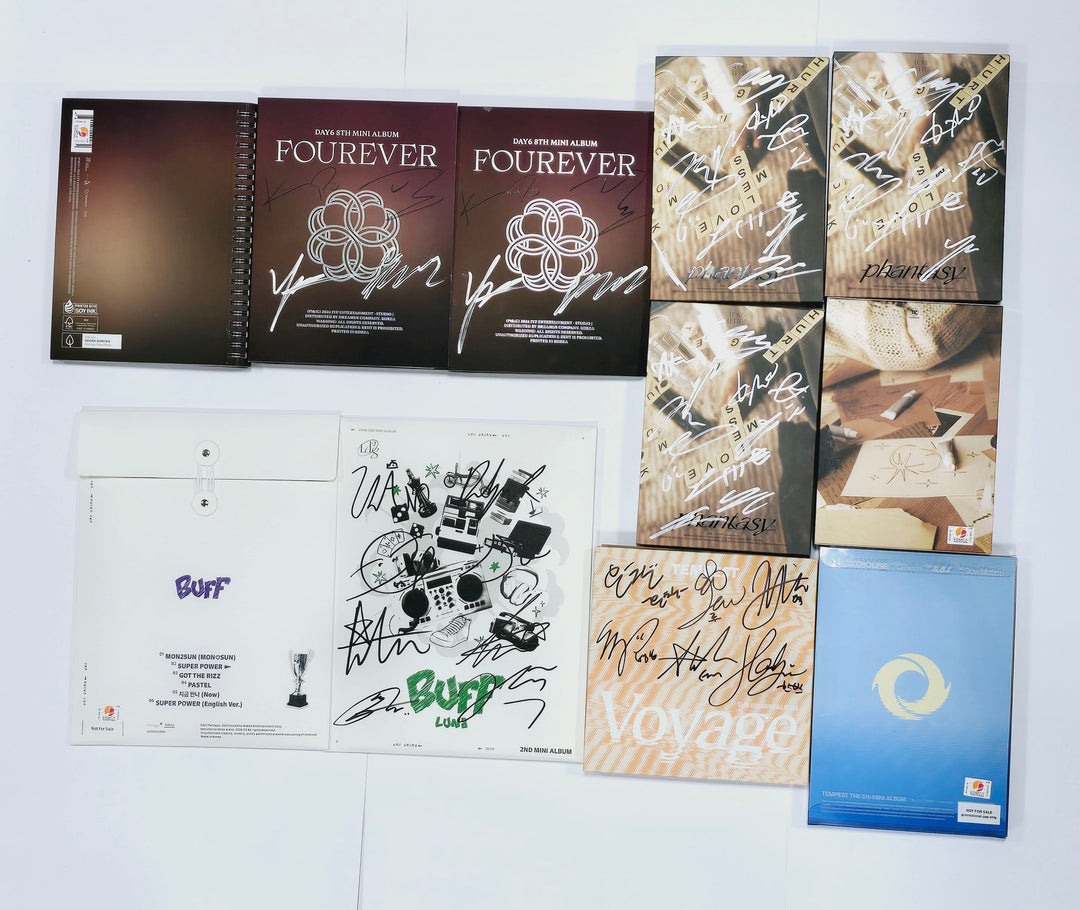 LUN8 "BUFF", TEMPEST "Voyage", THE BOYZ "PHANTASY", Day 6 "Fourever" - Hand Autographed(Signed) Promo Album [24.3.27] - HALLYUSUPERSTORE