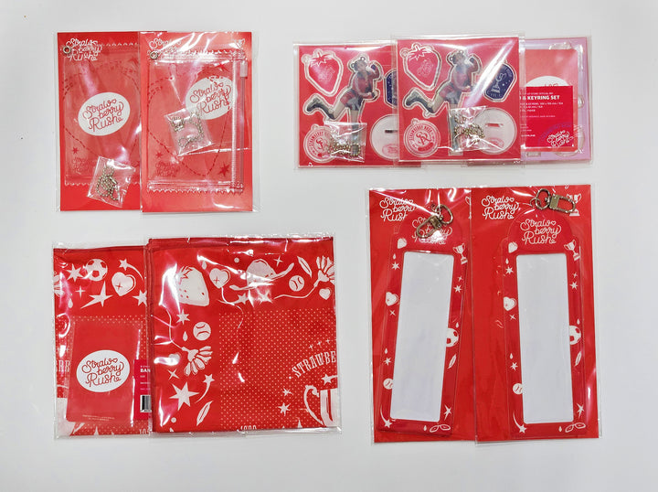 Chuu - "Strawberry Rush" Official MD (PVC Pouch Holder, 4-Cut Photo Holder Set, Acrylic Stand &amp; Keyring, Bandana) [24.06.26] - HALLYUSUPERSTORE