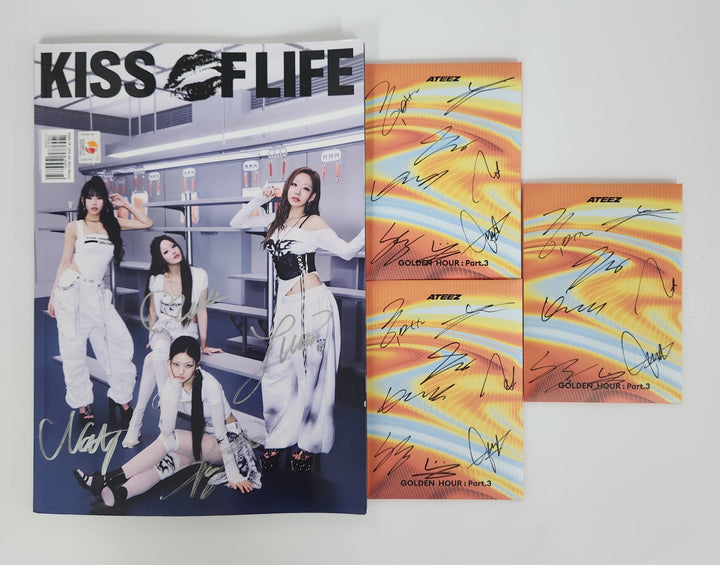 ATEEZ "GOLDEN HOUR : Part.3", KISS OF LIFE "224" - Hand Autographed(Signed) Promo Album [25.6.16] (Restocked 6/17)
