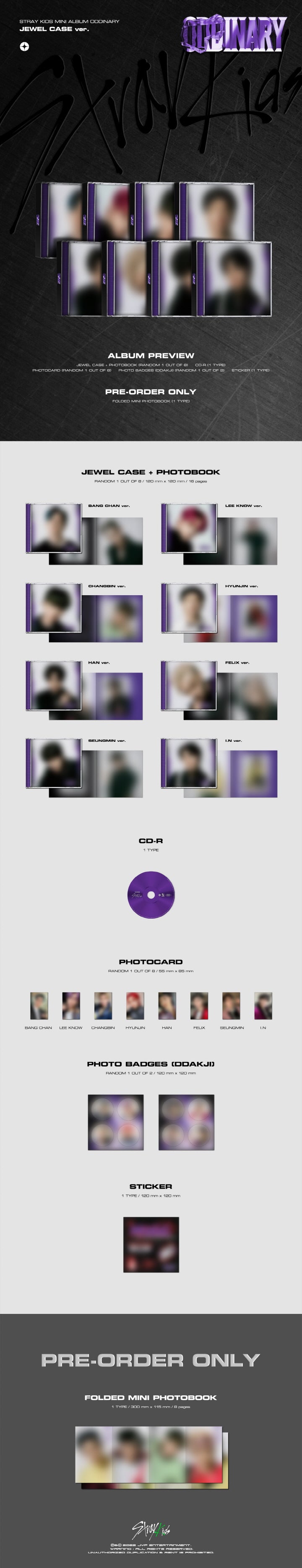 [B2B] Stray Kids - ODDINARY (Jewel Case Ver.) (Random Ver.) / [쇼핑몰]스트레이 키즈 (Stray Kids) - ODDINARY (JEWEL CASE ver.) 8종 중 1종 랜덤