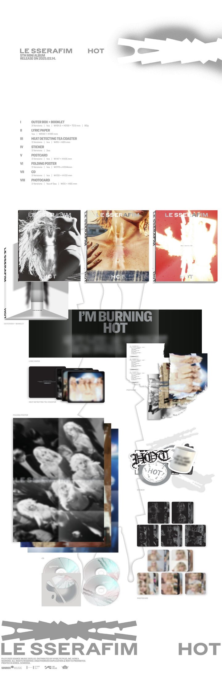 [B2B] LE SSERAFIM (르세라핌) - Mini 5th Album [HOT] Black Ver. / 르세라핌 (LE SSERAFIM) - 미니 5집 [HOT] 3종중 블랙버젼