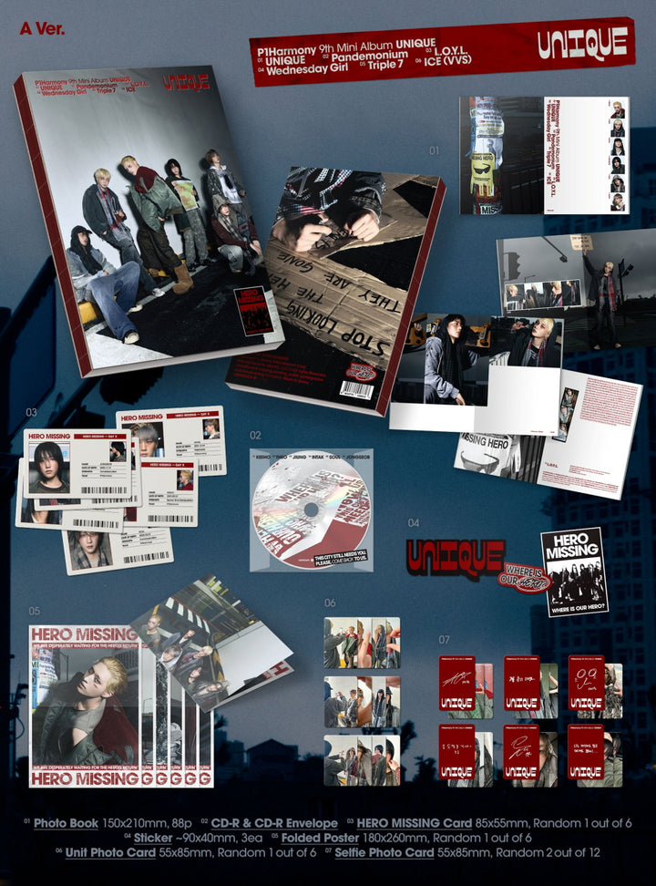 [B2B] P1Harmony (피원하모니) - Vol. 9 [UNIQUE] (Photobook Ver.) / [쇼핑몰] 피원하모니 (P1Harmony - 미니 9집 [UNIQUE] (Photobook Ver.)