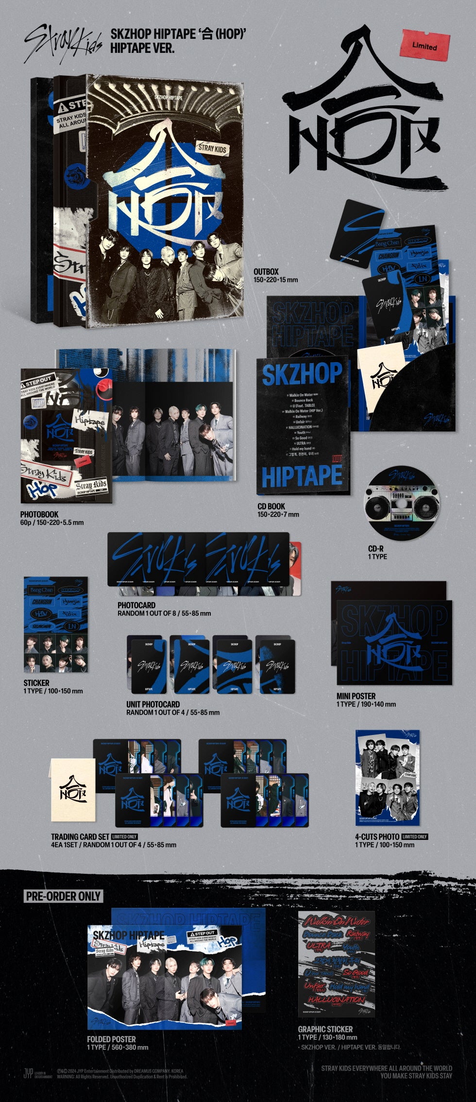 [B2B] Stray Kids - SKZHOP HIPTAPE [合 (HOP)] (HIPTAPE VER.) [Limited Edition] (Folded Poster Included) / [한정반] 스트레이 키즈 (Stray Kids) - SKZHOP HIPTAPE [合 (HOP)] (HIPTAPE VER.)