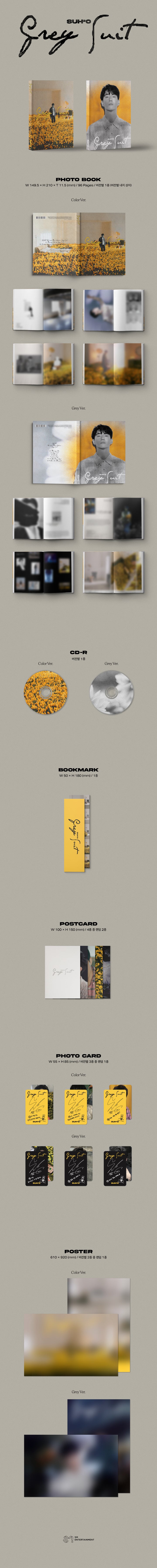 [B2B] SUHO - Grey Suit (2nd Mini Album) Photo Book Ver. (Color Ver.) / (color. ver) 수호 - Grey Suit (2ND 미니앨범) Photo Book Ver.
