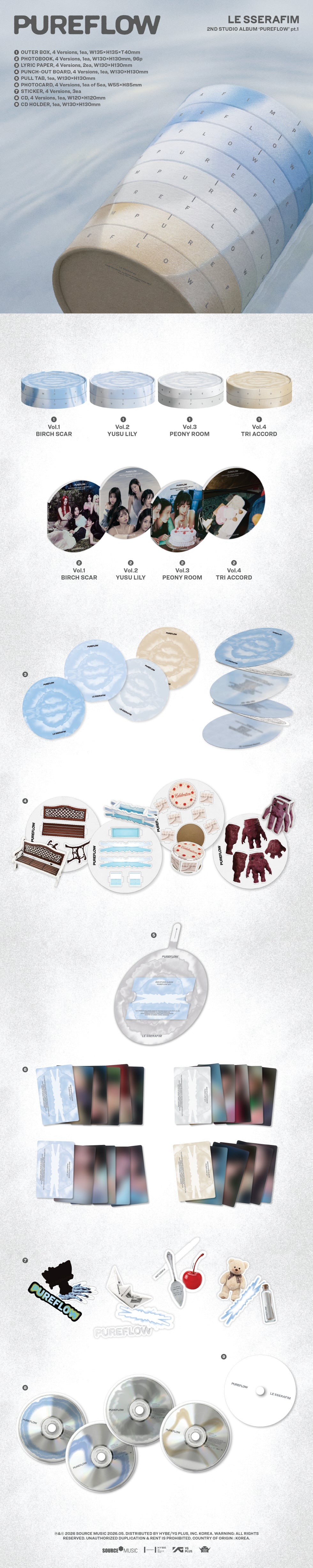 [B2B] LE SSERAFIM - 2nd Studio Album [PUREFLOW pt.1] (Random Ver.) / (vol3. ver)르세라핌 - 2nd Studio Album [PUREFLOW pt.1] 랜덤