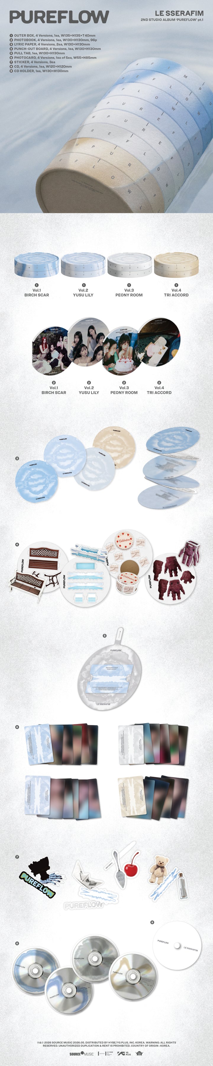 [B2B] LE SSERAFIM - 2nd Studio Album [PUREFLOW pt.1] (Random Ver.) / (vol3. ver)르세라핌 - 2nd Studio Album [PUREFLOW pt.1] 랜덤