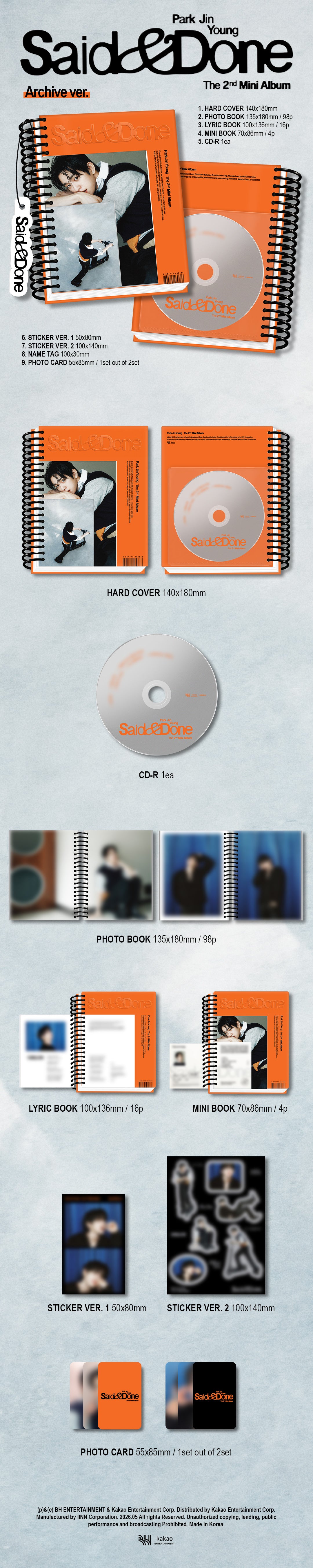 [SOLD OUT] [음반사도매] 박진영 - 미니 2집 [Said &amp; Done] (Archive ver.)