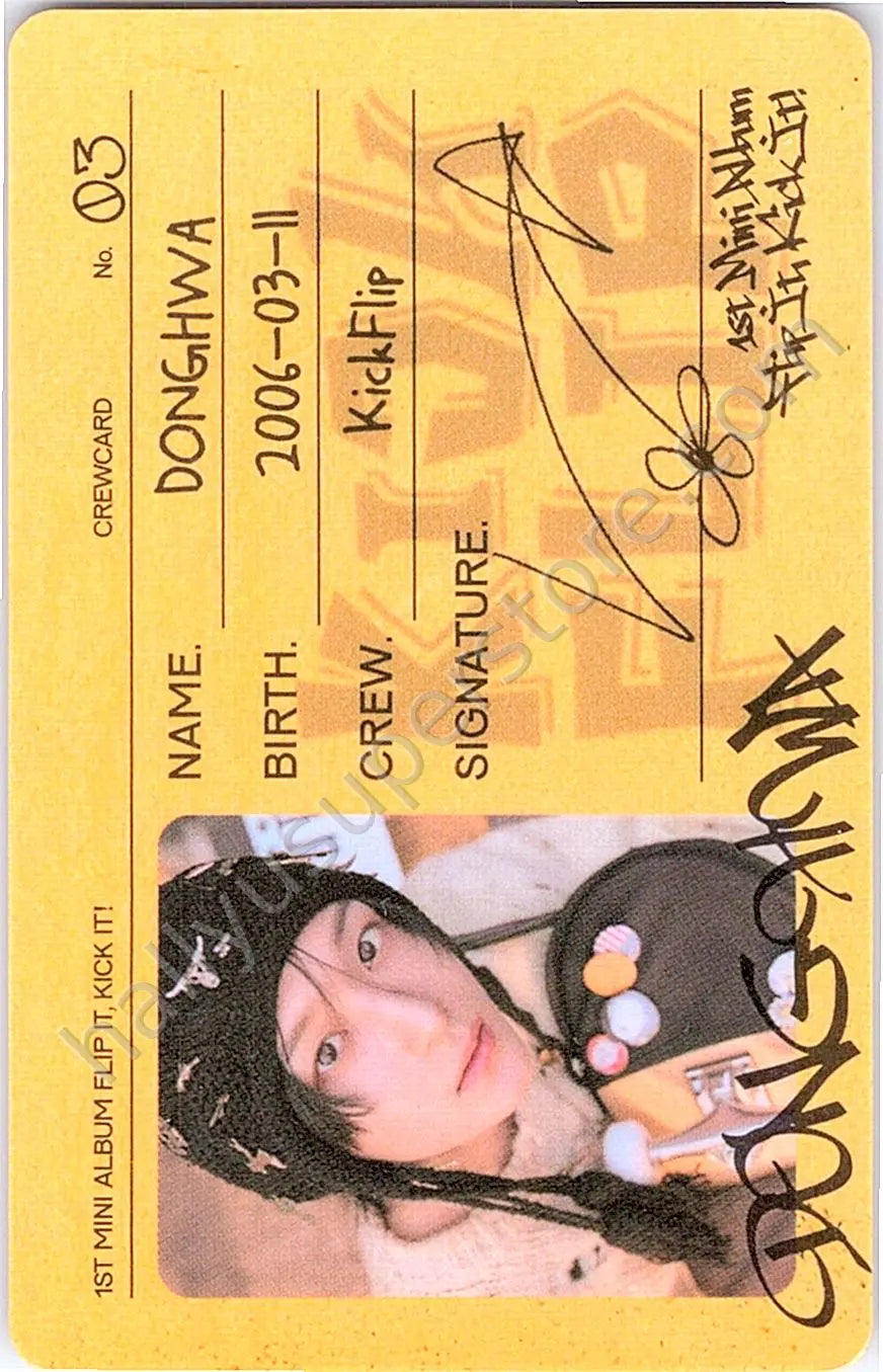 KickFlip - Donghwa - Flip It, Kick It! album photocard id card on board version