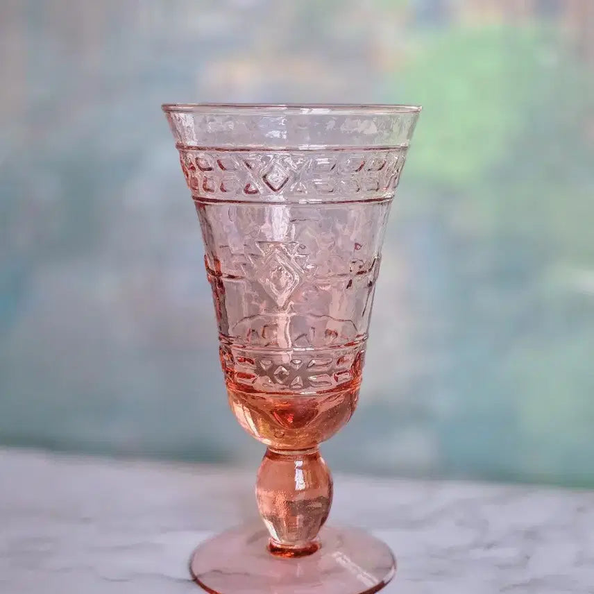 [BUNJANG] Vintage Pink Glass Goblet / 빈티지 핑크 글라스 고블렛잔