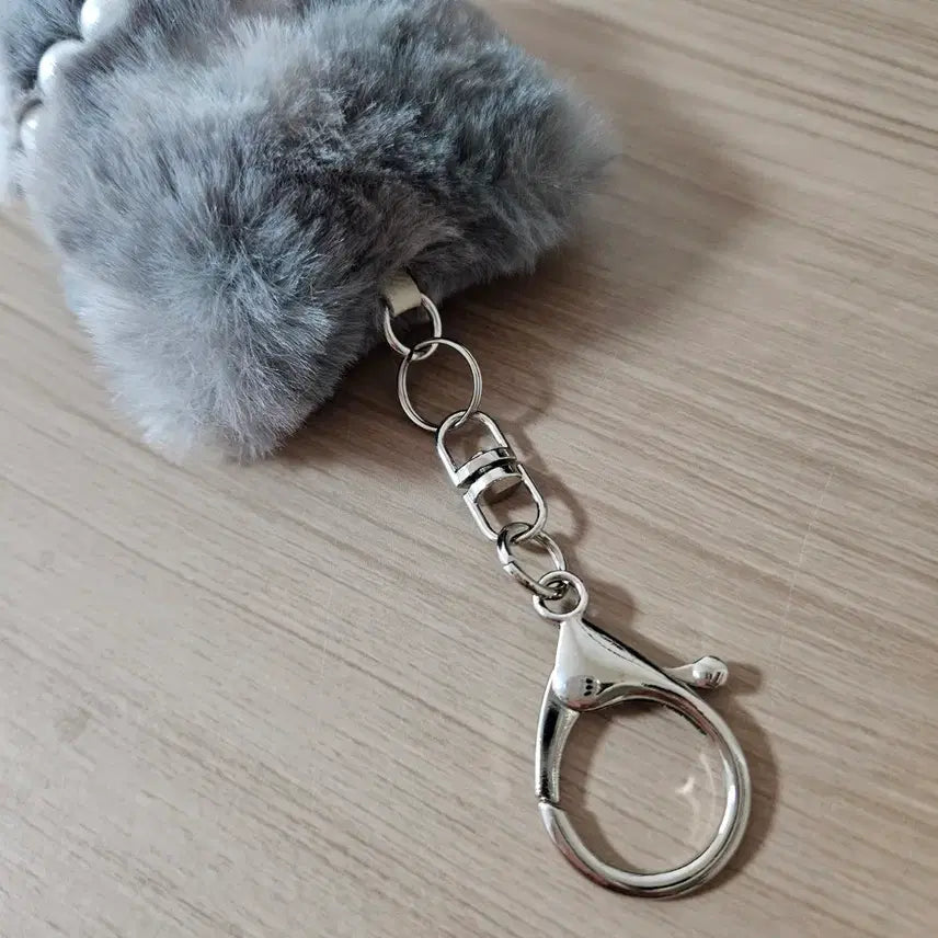 [BUNJANG] Gray Mackerel Tabby Cat Keychain with Heart Pendant / [새상품] 그레이 고등어 태비 고양이 키링