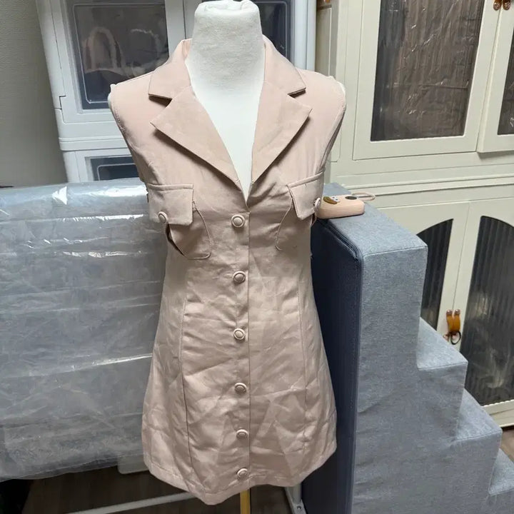 [BUNJANG] Beige Sleeveless Midi Dress / 베이지색 민소매 원피스 핑크베이지