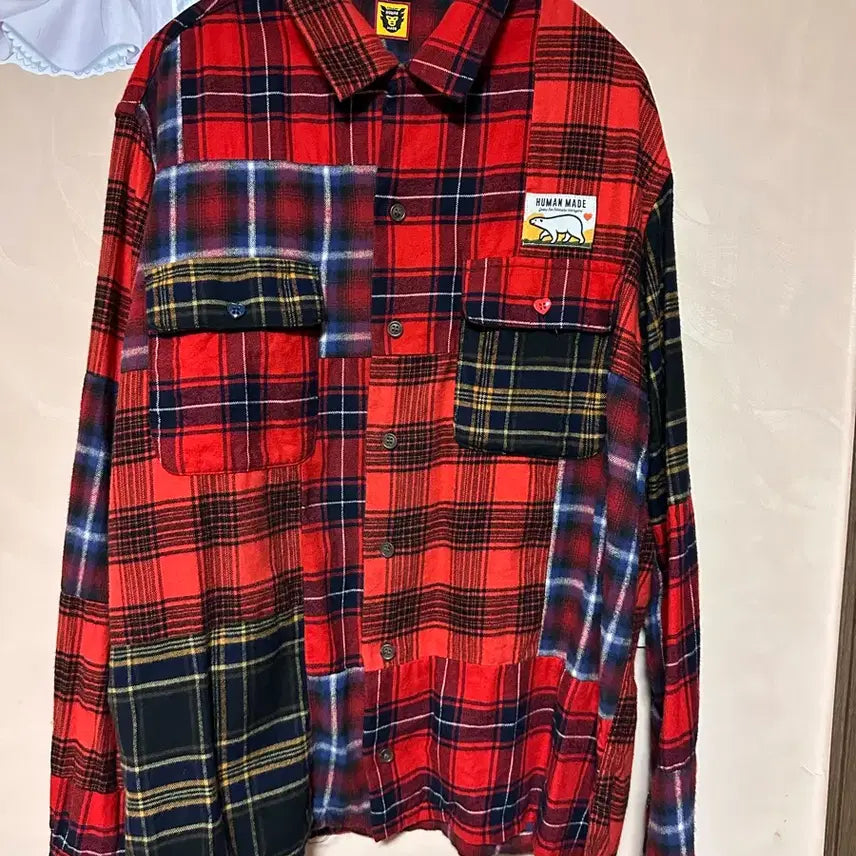 [BUNJANG] Human Made Crazy Check Long Sleeve Shirt Red / M) 휴먼메이드 크레이지 체크 롱슬리브 셔츠 레드