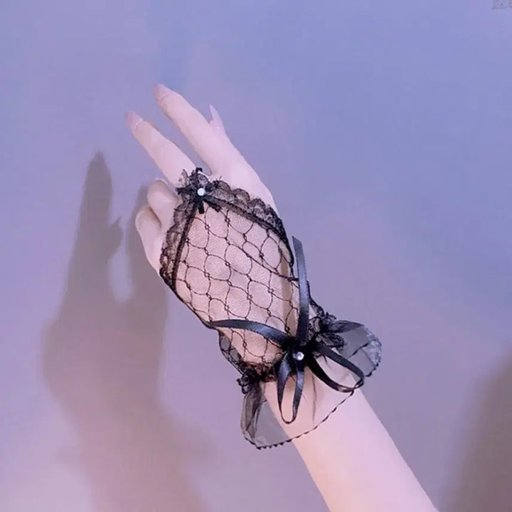 [BUNJANG] Gothic Punk Fingerless Lace Gloves / 고스룩 고스펑크 핑거리스 레이스 장갑