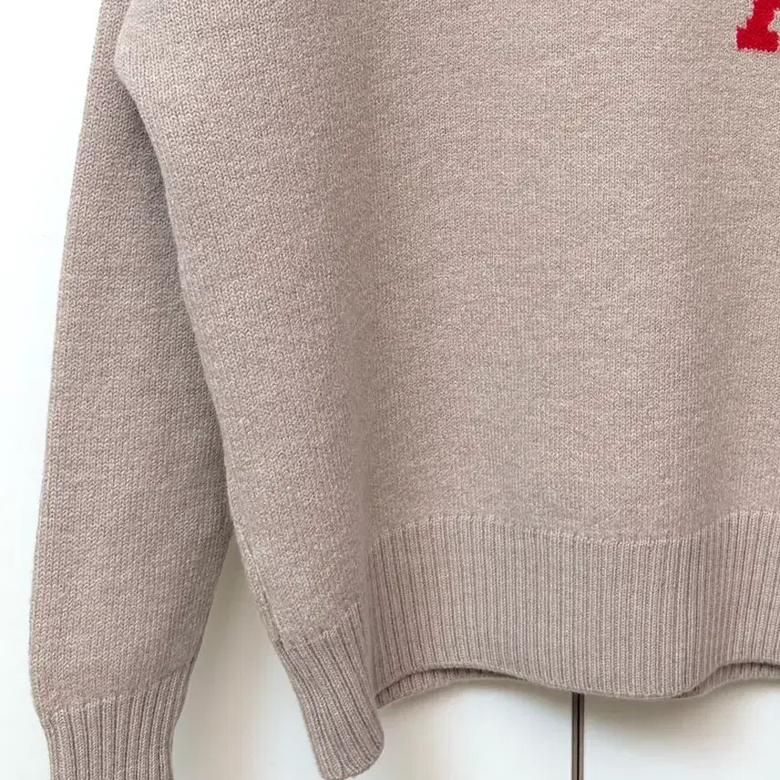 [BUNJANG] Ami Virgin Wool Big Heart Knit Beige L / 아미 버진울 빅하트 니트 베이지 L