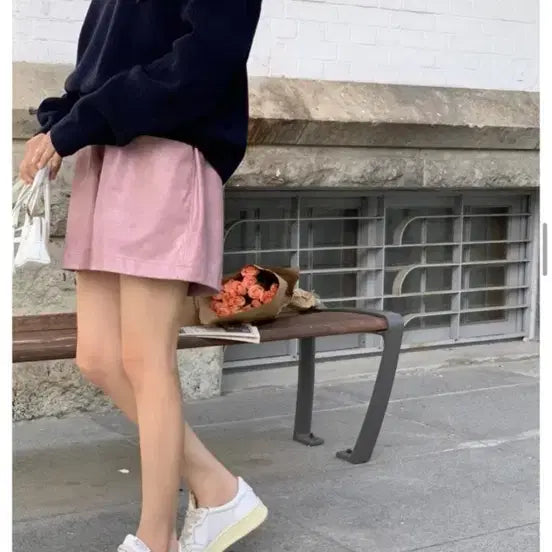 [BUNJANG] Uptownholic Pink Leather Shorts / 업타운홀릭 핑크 가죽 반바지