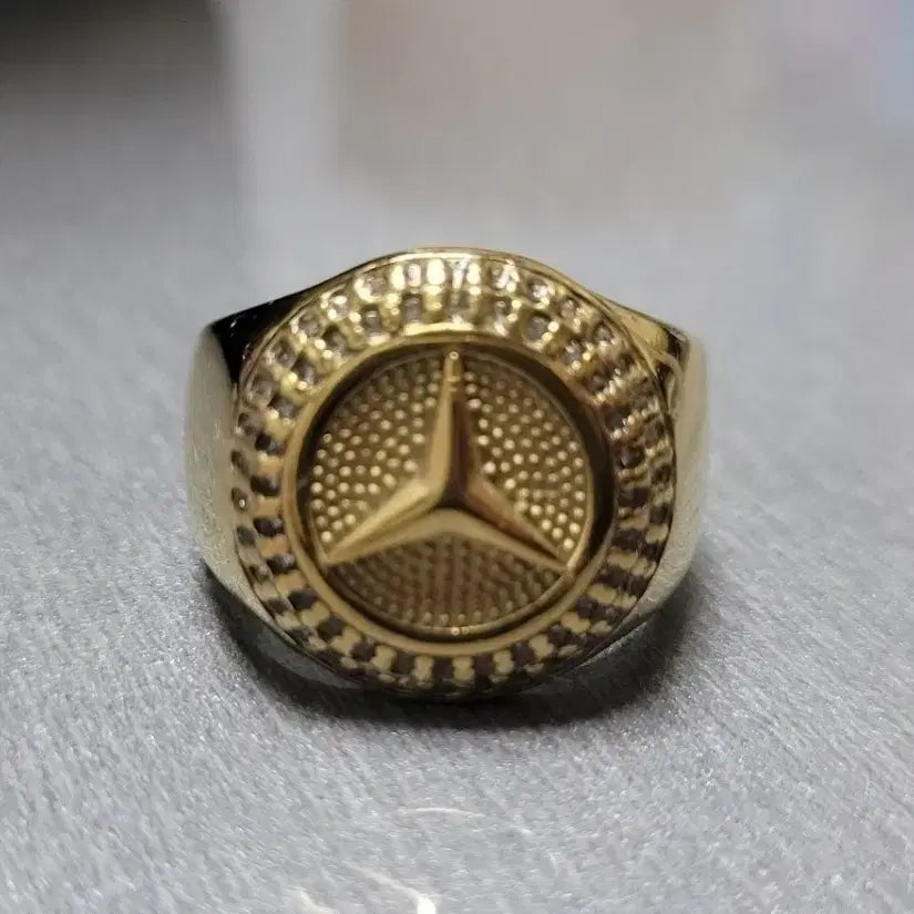 [BUNJANG] Benz Gold-Plated Ring / 멋스런 벤츠 마크 금도금 반지
