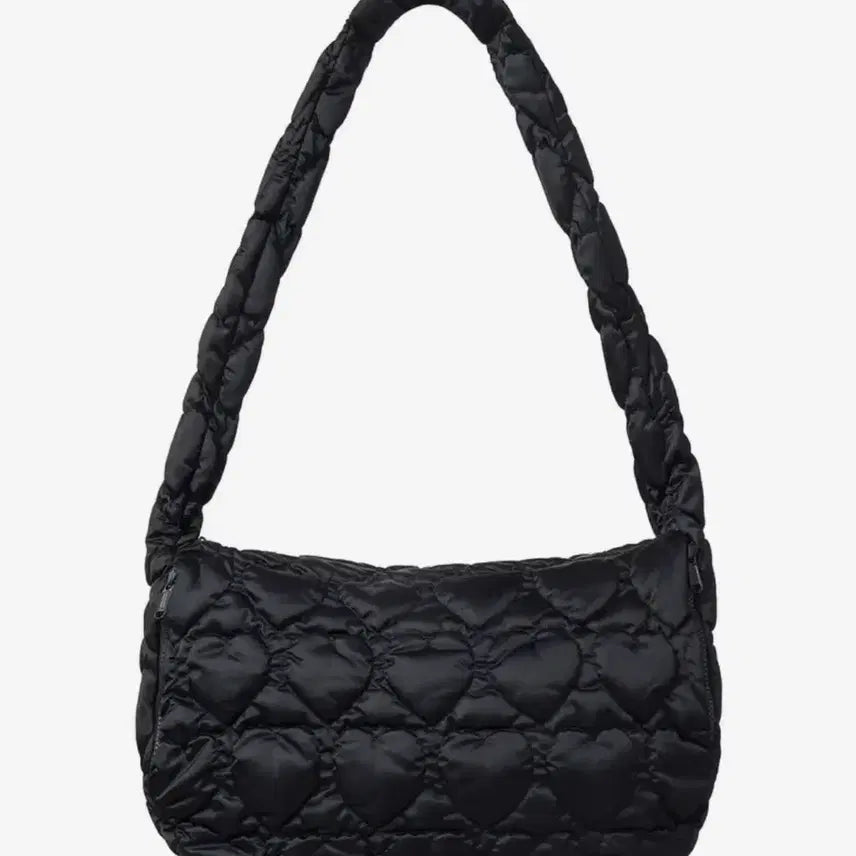 [BUNJANG] Laper Heart Quilted Cross Bag - Black / 라퍼 하트 퀼팅 크로스 백 블랙