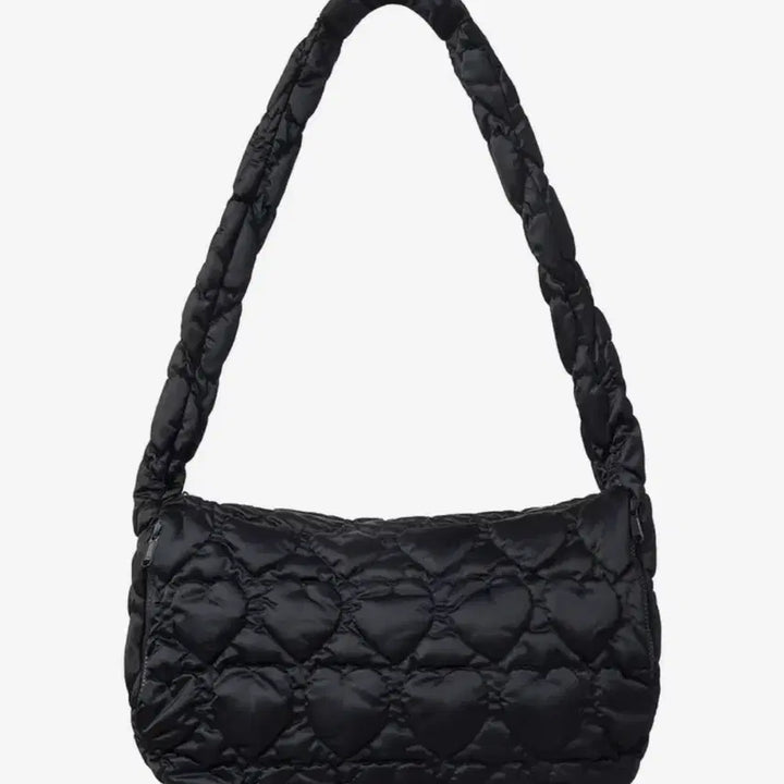 [BUNJANG] Laper Heart Quilted Cross Bag - Black / 라퍼 하트 퀼팅 크로스 백 블랙