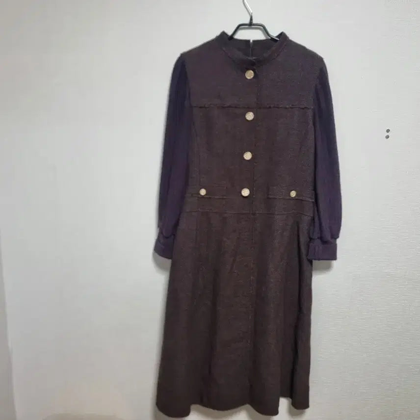 [SOLD OUT] 니트배색 럭셔리한 롱 원피스 66-77사이즈