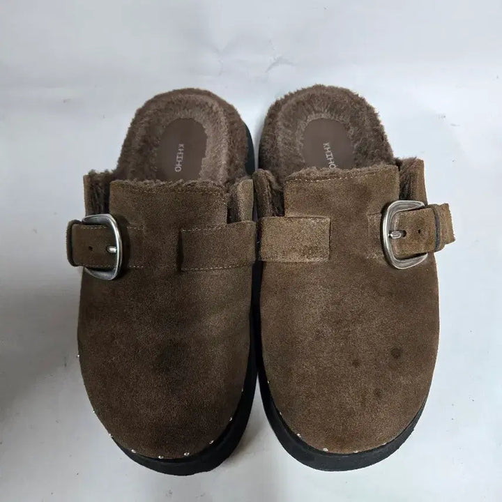 [BUNJANG] KHIZHO Brown Suede Buckle Clogs 235mm / KHIZHO 기호 브라운 스웨이드 버클 클로그 235mm