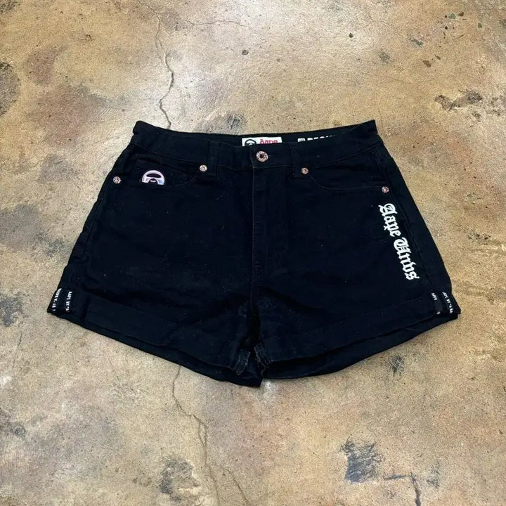 [BUNJANG] BAPE Milo Hologram Black Short Pants / [정품/XS] 베이프 백로고 마일로 홀로그램 블랙 면 반바지 숏팬츠