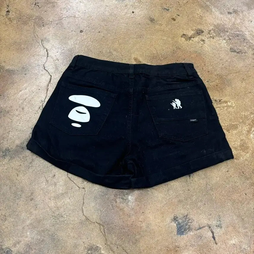 [BUNJANG] BAPE Milo Hologram Black Short Pants / [정품/XS] 베이프 백로고 마일로 홀로그램 블랙 면 반바지 숏팬츠