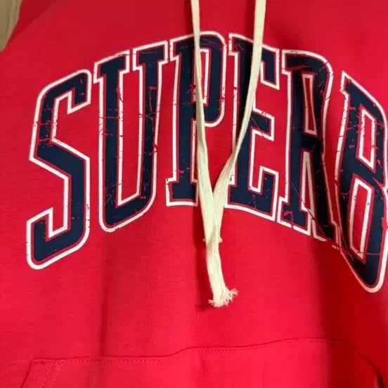 [BUNJANG] Superb Red Fleece Hoodie / 새상품 슈퍼브 빨간색 기모후드티