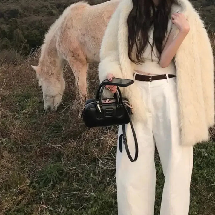 [BUNJANG] Black Faux Fur Jacket / 퍼자켓 블랙