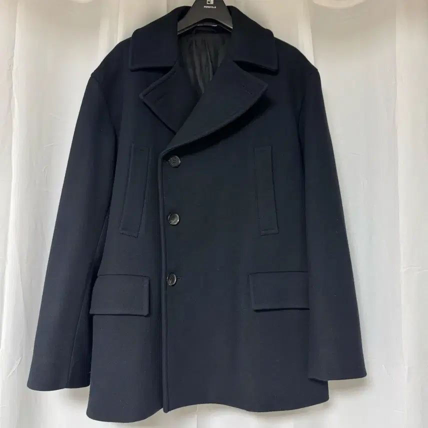 [BUNJANG] Auralee Super Fine Wool Half Coat Navy / 오라리 슈퍼파인울 하프코트(피코트) 3사이즈 네이비