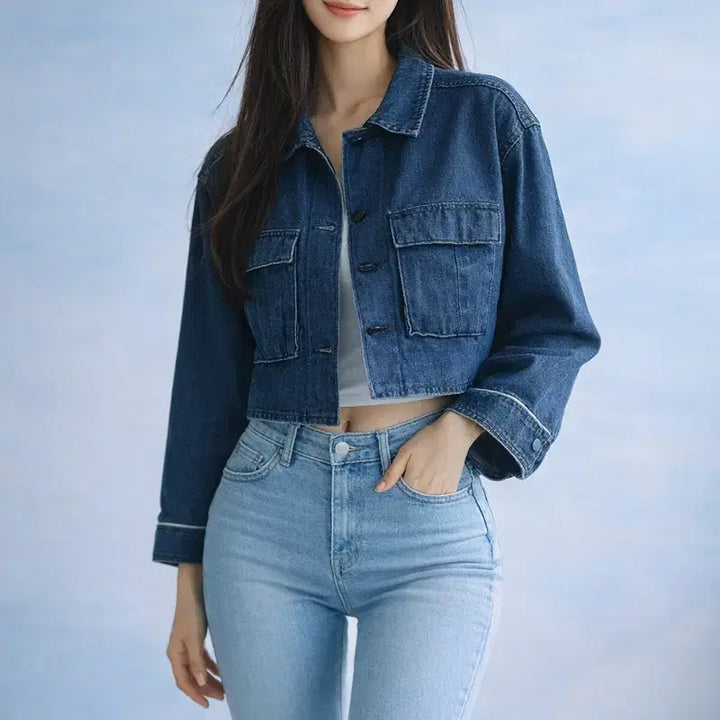 [BUNJANG] CEPO Crop Denim Jacket / [여자-M (90~95)]CEPO 크롭 데님 자켓