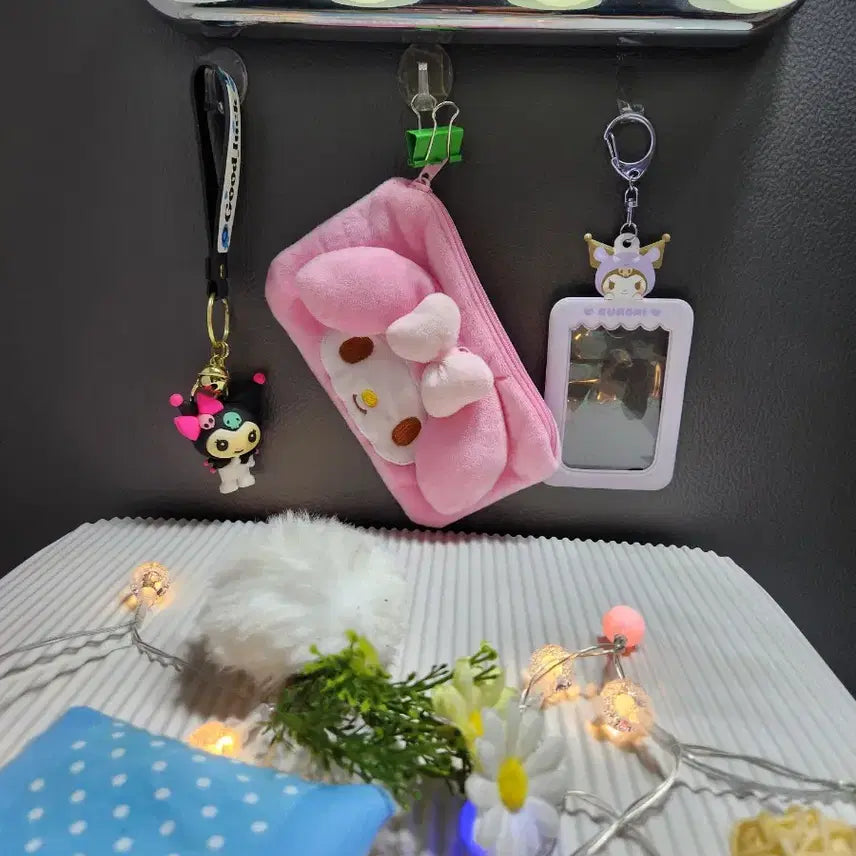 [BUNJANG] My Melody &amp; Kuromi Pouch, Keyring, Card Holder Bundle Set / "마이멜로디와 쿠로미" [파우치. 키링.카드홀더]