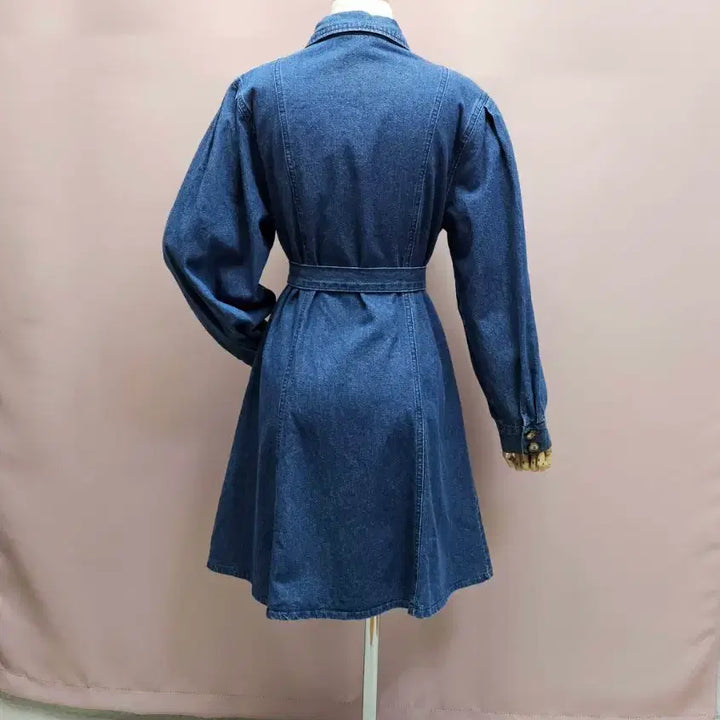 [BUNJANG] Raniakea Puff Denim Flare Dress Set / 라니아케아 퍼프 데님 플레어 원피스 제천끈 세트
