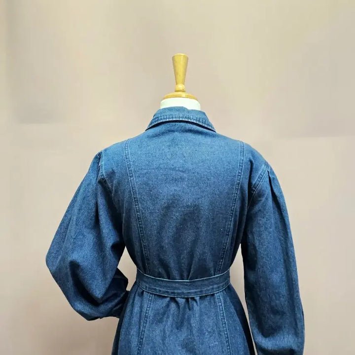 [BUNJANG] Raniakea Puff Denim Flare Dress Set / 라니아케아 퍼프 데님 플레어 원피스 제천끈 세트