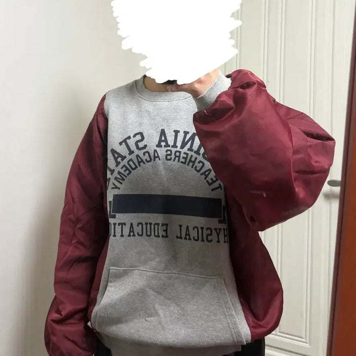 [BUNJANG] Color Block Sweatshirt and Bomber Jacket Set / 배색 맨투맨 + 항공 점퍼 세트