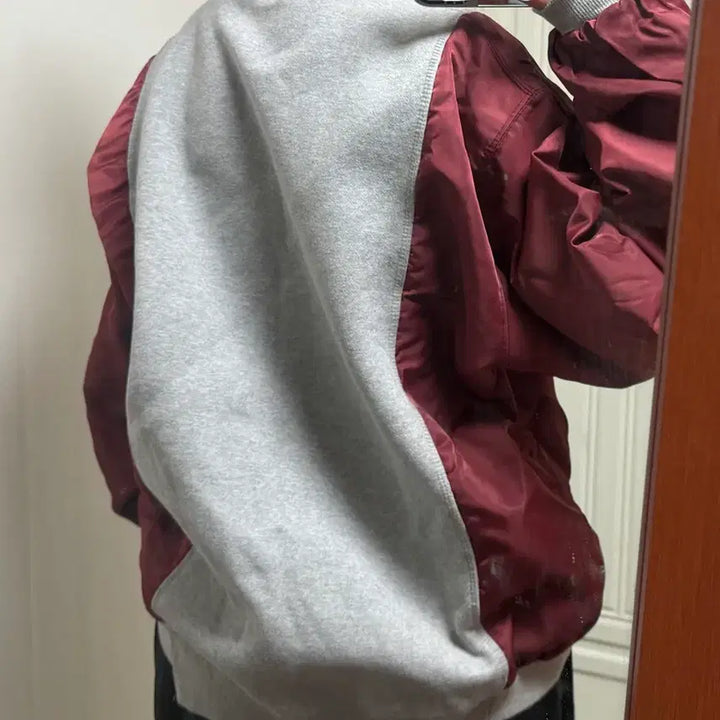 [BUNJANG] Color Block Sweatshirt and Bomber Jacket Set / 배색 맨투맨 + 항공 점퍼 세트