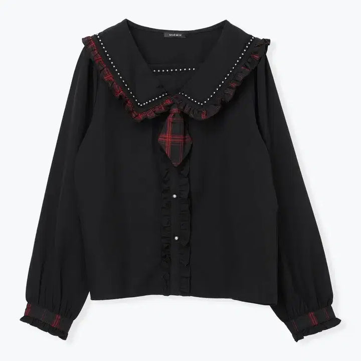 [BUNJANG] NOEMIE Check Frill Mini Sailor Blouse / 노에미 NOEMIE 체크 프릴 미니 넥타이 세일러 블라우스