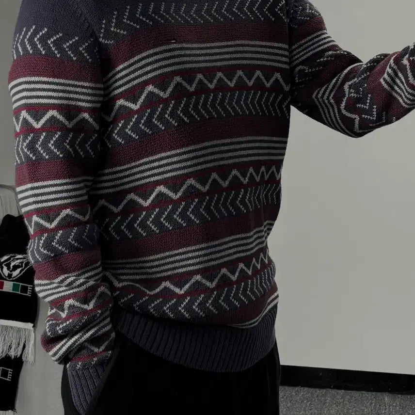 [BUNJANG] Tommy Hilfiger Chevron Pattern Knit Sweater / 타미힐피거 셰브론 패턴 니트 스웨터