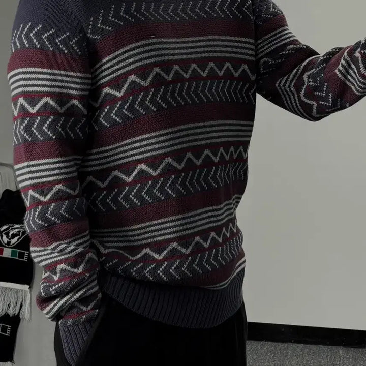 [BUNJANG] Tommy Hilfiger Chevron Pattern Knit Sweater / 타미힐피거 셰브론 패턴 니트 스웨터