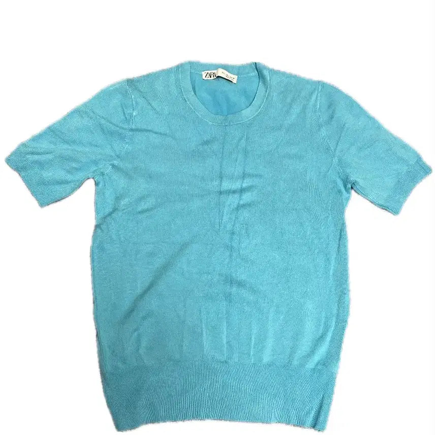 [BUNJANG] Zara Sky Blue Short Sleeve Knit Top / Zara 자라 반팔 니트 하늘색