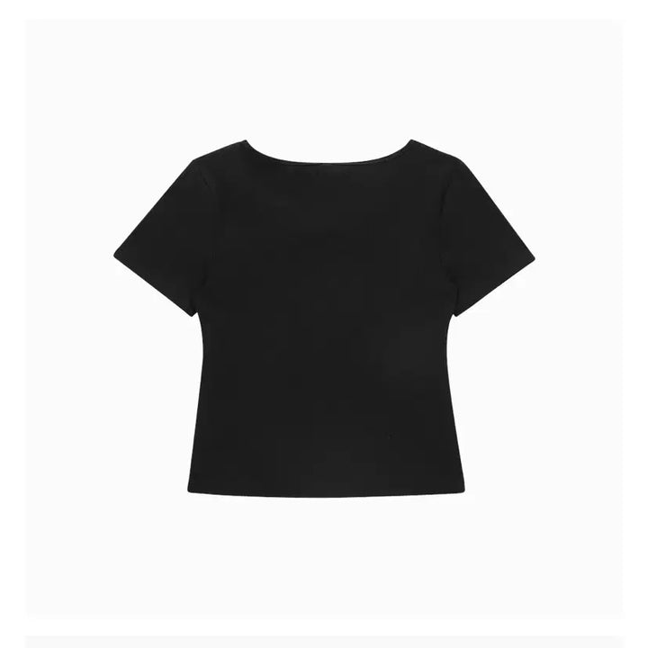 [BUNJANG] Atide Square Neck Strap Short Sleeve T-shirt / 아티드 스퀘어넥 스트랩 반팔 티셔츠